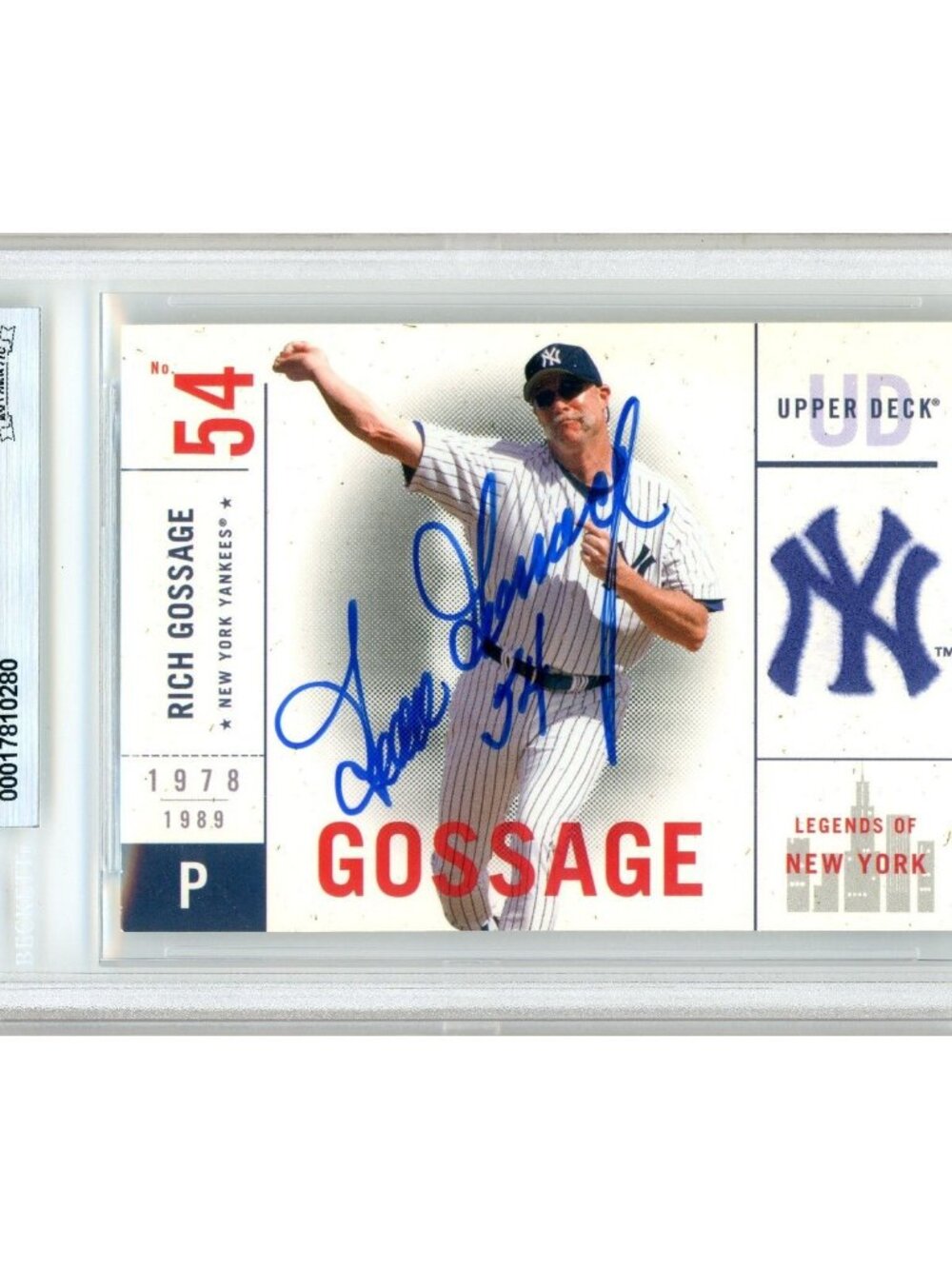 Goose Gossage Signed 2001 Upper Deck Legends of NY #96 NY Yankees BAS Slab Auto